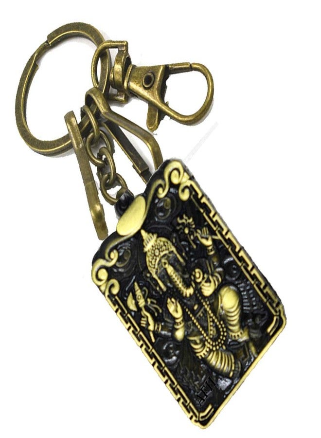 AFH Antique Gold Plated Quality Metal Lord Ganesh Decorative Key Chain for Gifting - Image 2